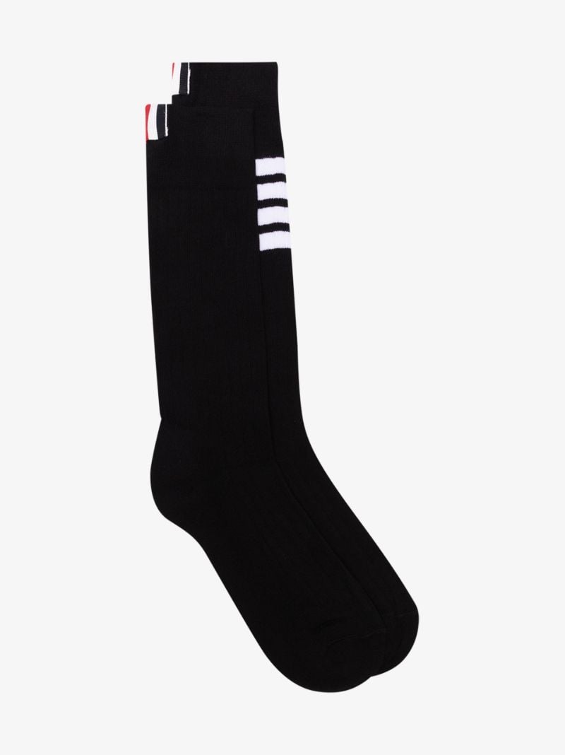 Black 4-bar Stripe Cotton Socks