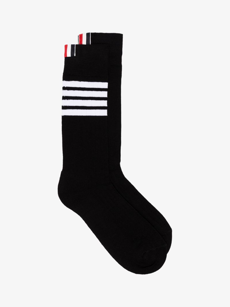 Black 4-bar Stripe Mid-calf Socks