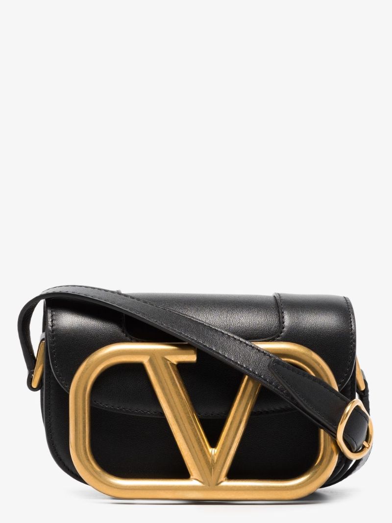 Black Supervee Small Leather Cross Body Bag