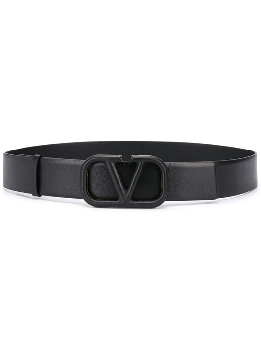 Black Vlogo Buckle Leather Belt
