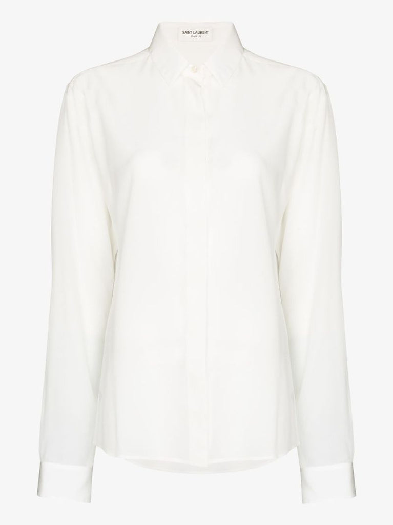 White Button-down Silk Shirt