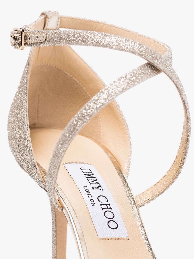 Gold Emsy 85 Glitter Leather Sandals