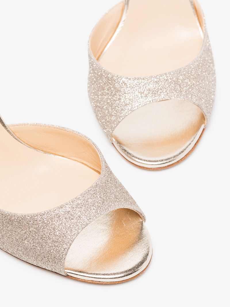Gold Emsy 85 Glitter Leather Sandals