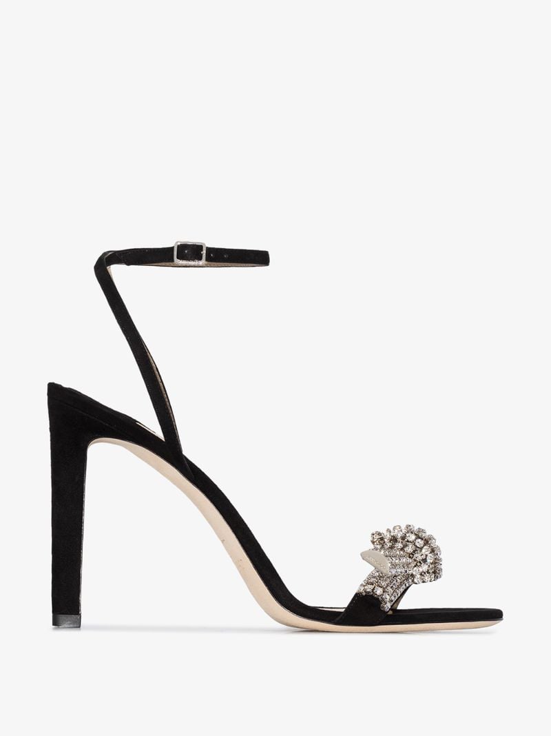 Black Thyra 100 PavÃ_x0083_Â© Crystal Suede Sandals