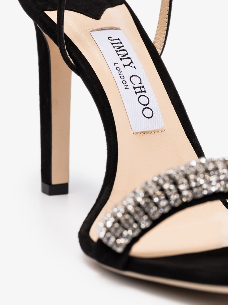 Black Thyra 100 PavÃ_x0083_Â© Crystal Suede Sandals