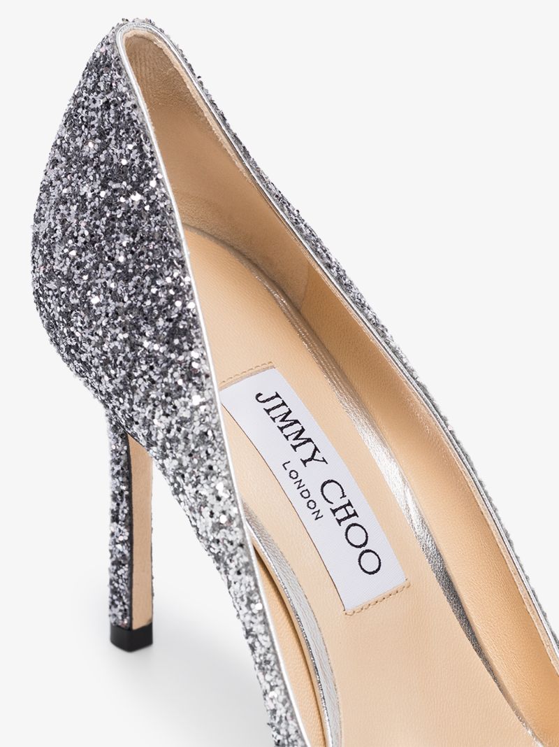 Pink and Silver Romy 85 Glitter Pumps