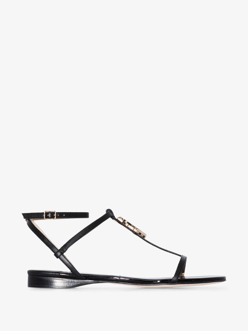 Black Alodie Leather Sandals