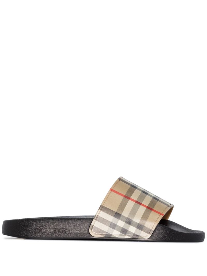 Neutral Vintage Check Slides