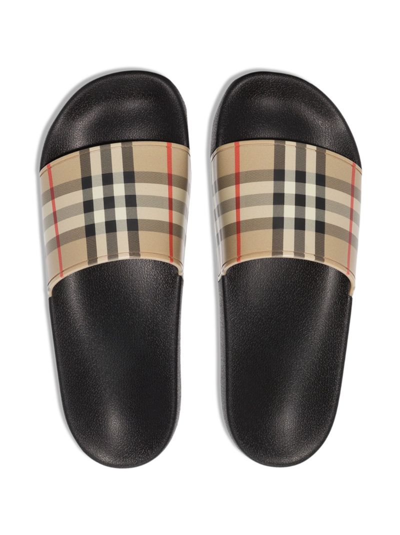 Neutral Vintage Check Slides
