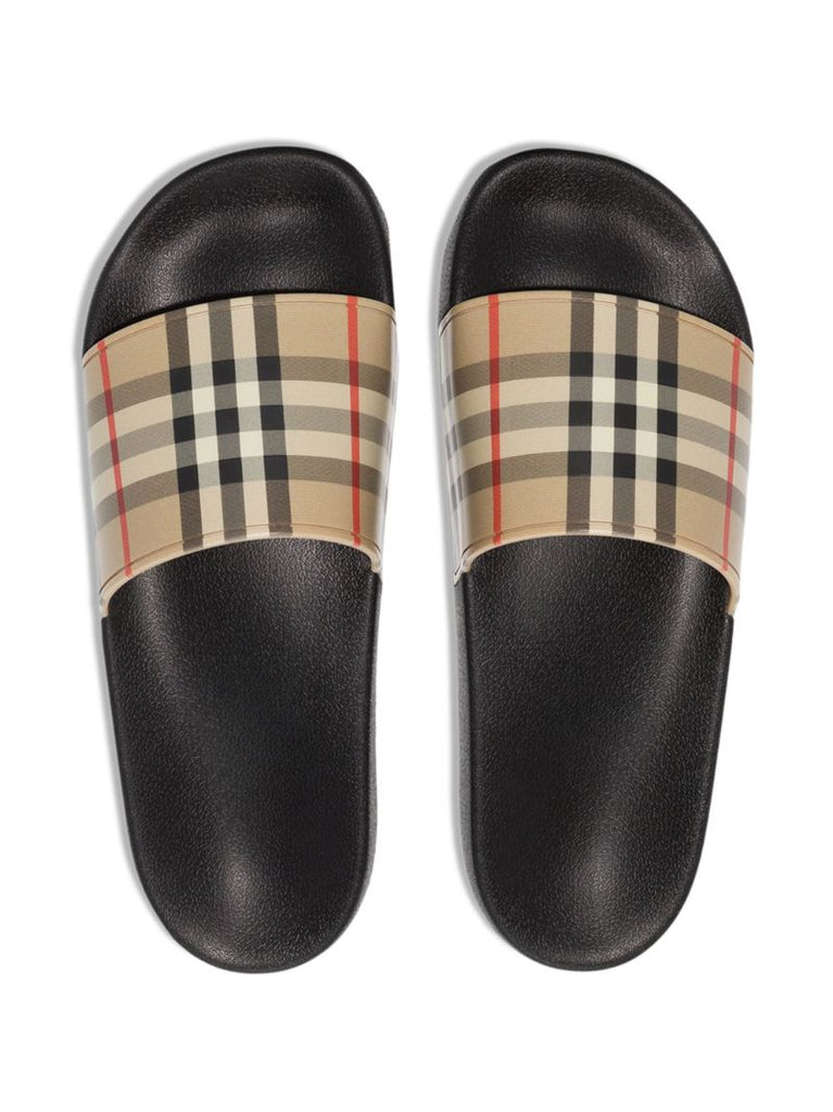 Neutral Vintage Check Slides