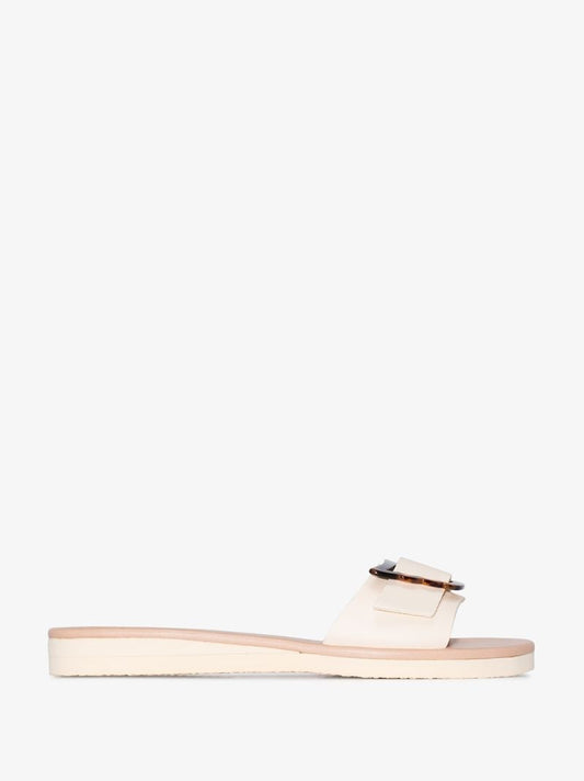 Neutral Aglaia Leather Slides