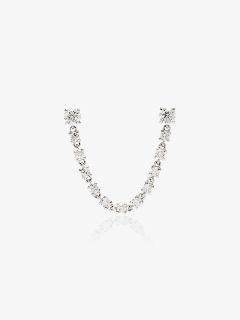18k Yellow Gold Double Piercing Loop Diamond Earring