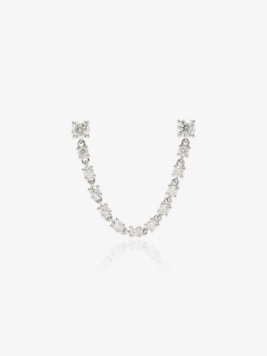 18k Yellow Gold Double Piercing Loop Diamond Earring
