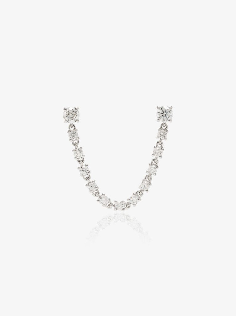18k Yellow Gold Double Piercing Loop Diamond Earring
