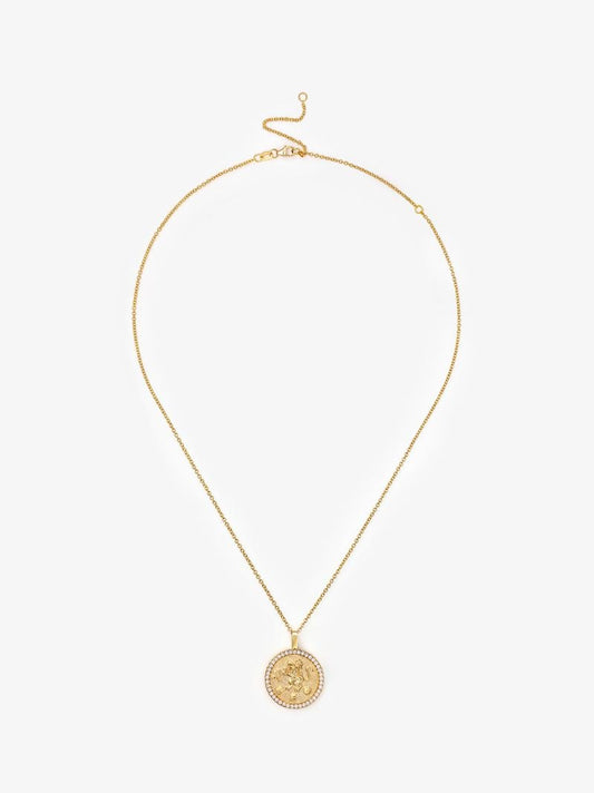 18k Yellow Gold Leo Pendant Diamond Necklace
