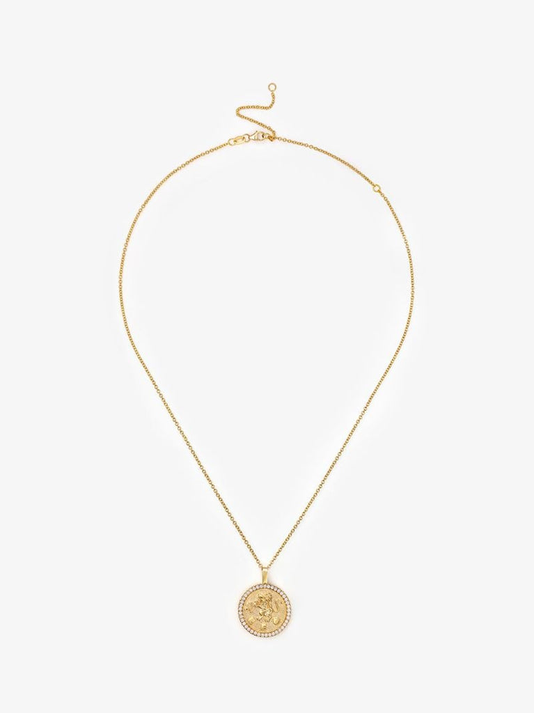18k Yellow Gold Leo Pendant Diamond Necklace