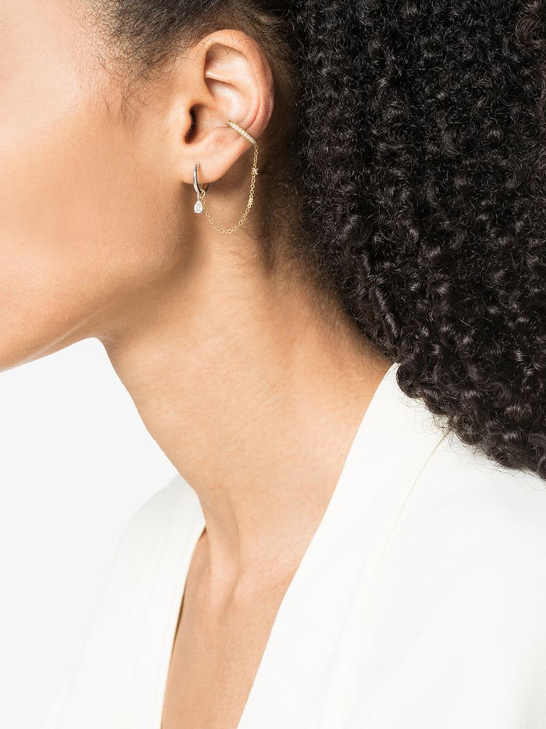18k Yellow Gold Diamond Chain Ear Cuff
