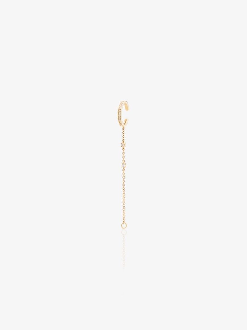 18k Yellow Gold Diamond Chain Ear Cuff