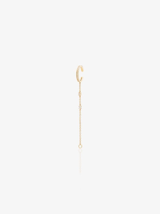 18k Yellow Gold Diamond Chain Ear Cuff