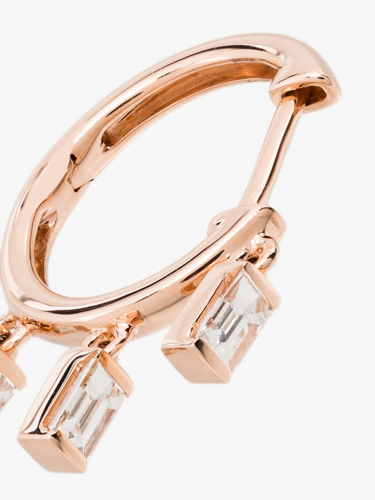 18k Rose Gold Baguette Diamond Hoop Earrings