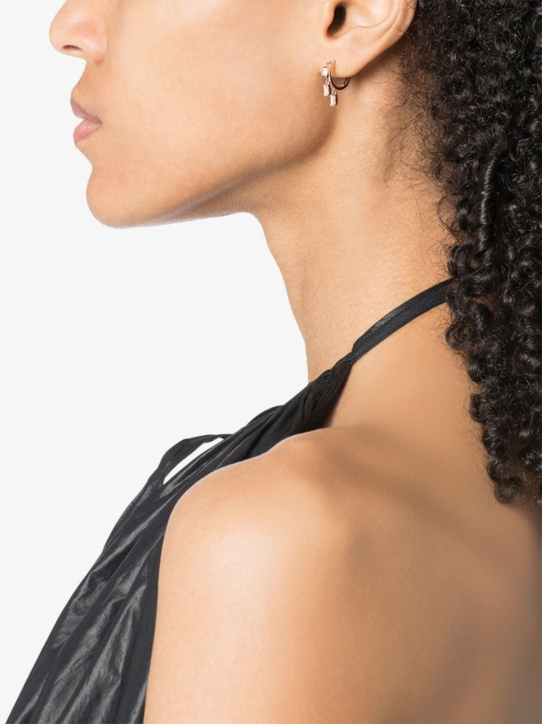 18k Rose Gold Baguette Diamond Hoop Earrings