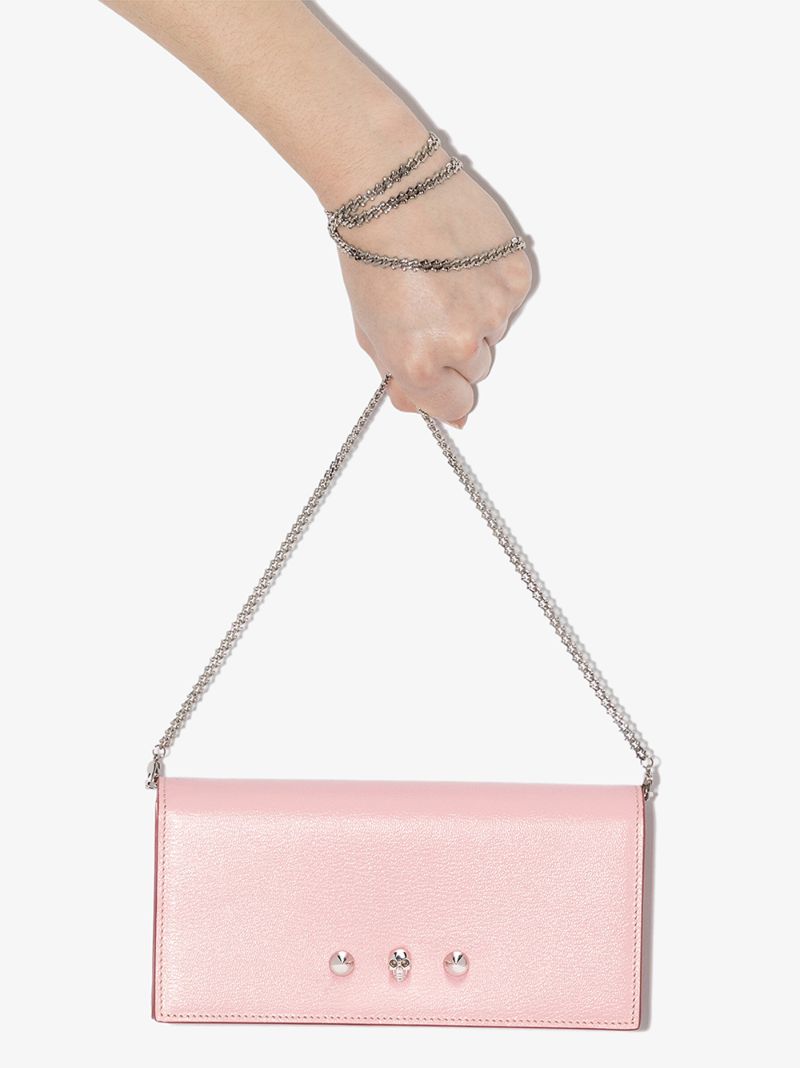 Pink Skull Stud Leather Mini Bag