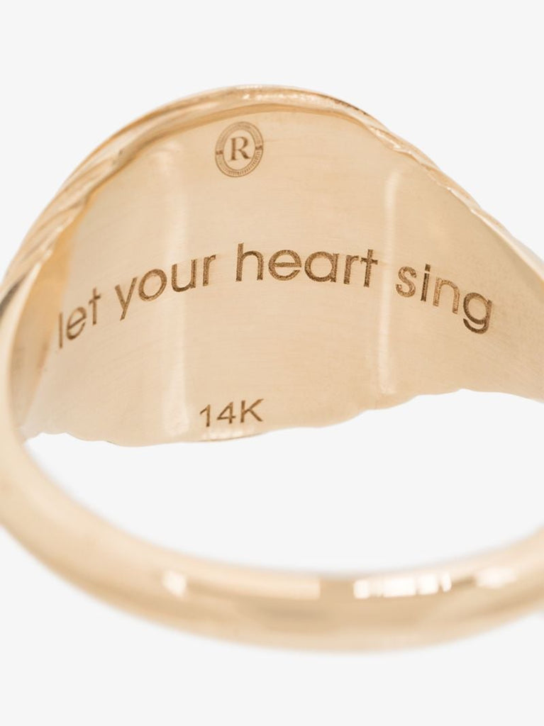 14k Yellow Gold Tiered Fantasy Swan Signet Ring