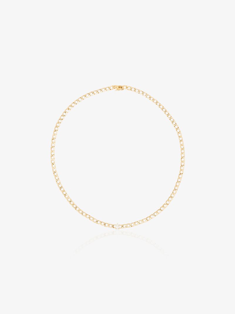 18k Yellow Gold Pear Diamond Necklace