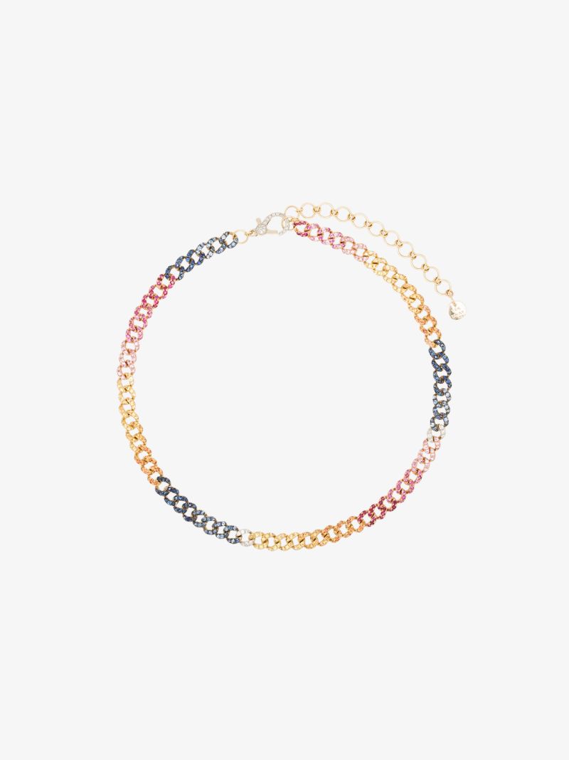 18k Yellow Gold Rainbow Mini Link Diamond Necklace