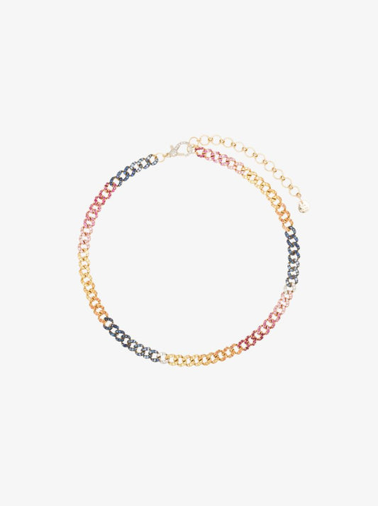 18k Yellow Gold Rainbow Mini Link Diamond Necklace