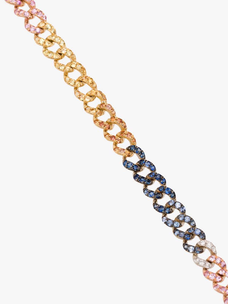 18k Yellow Gold Rainbow Mini Link Diamond Necklace