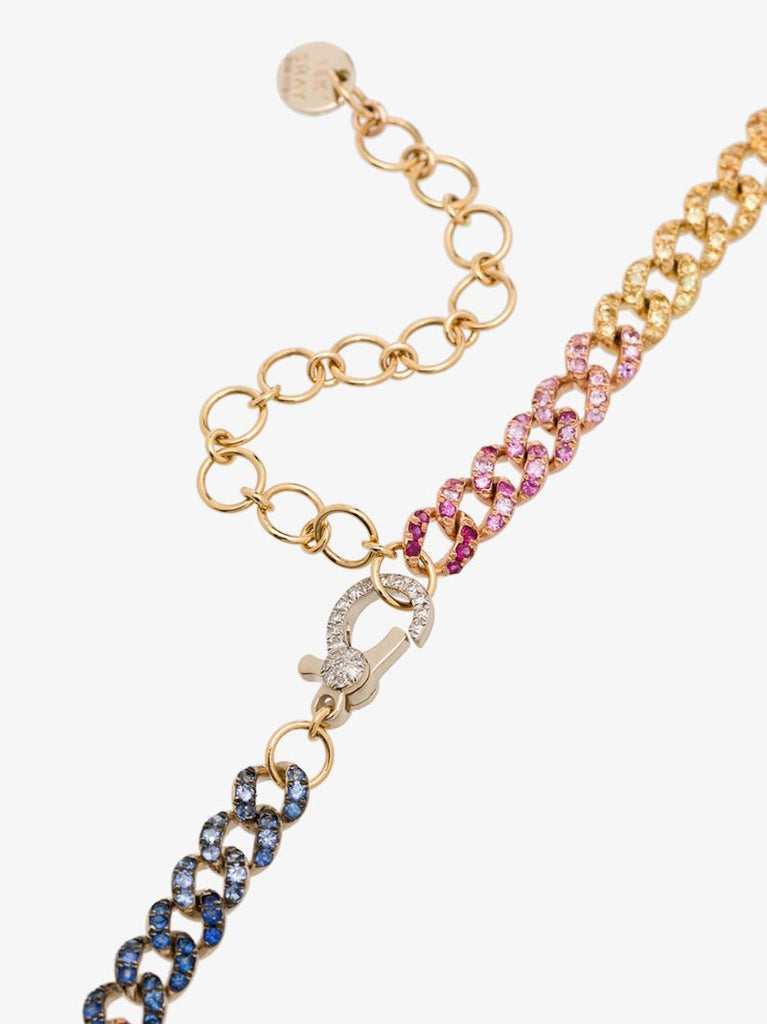 18k Yellow Gold Rainbow Mini Link Diamond Necklace