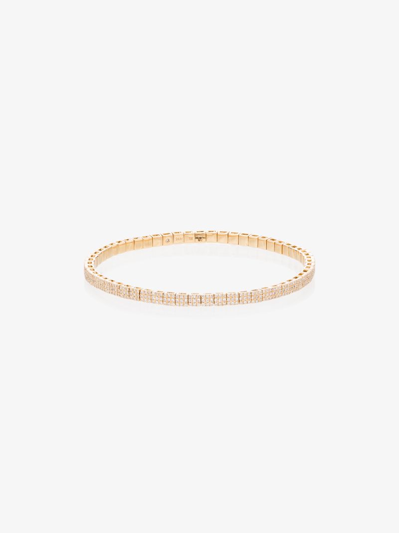 18k Yellow Gold Square Stretch Diamond Bracelet