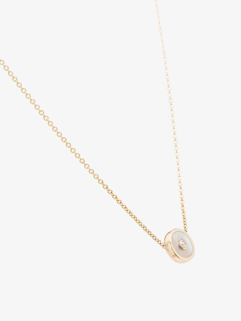 14k Yellow Gold Mini Compass Diamond Necklace