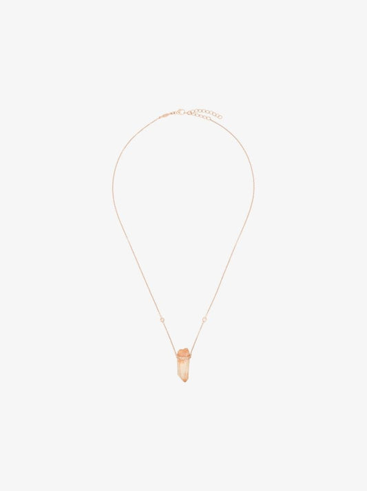 14k Yellow Gold Quartz Pendant Diamond Necklace