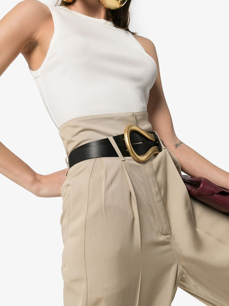 Black Horsebit Leather Belt