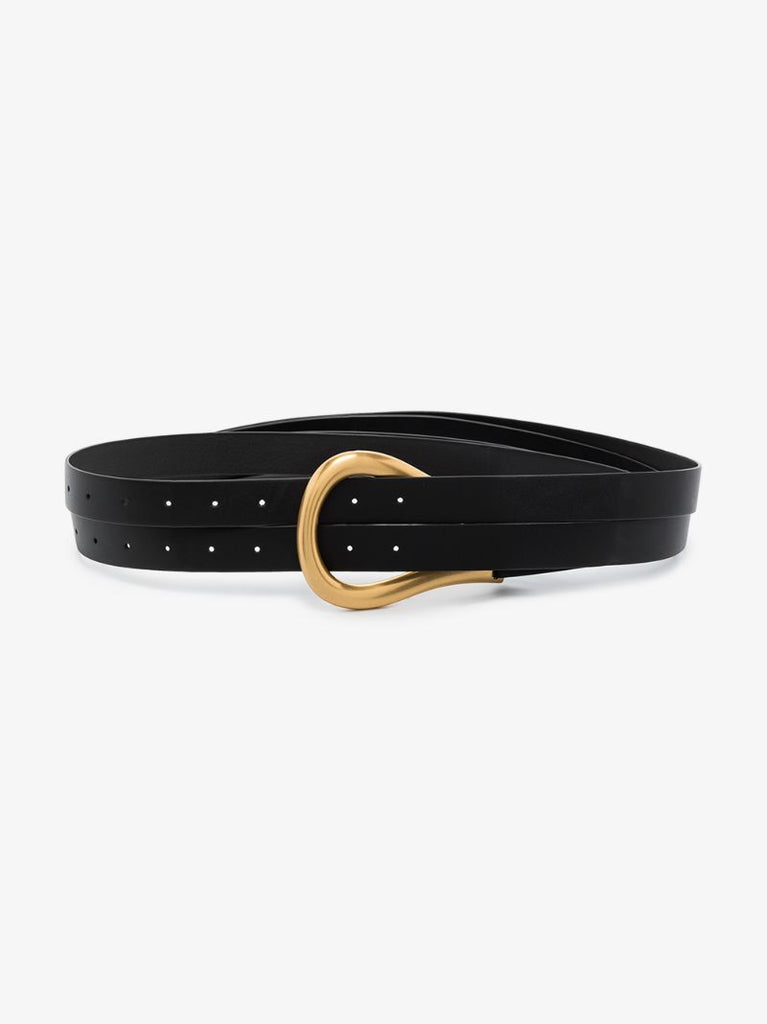 Black Horsebit Leather Belt