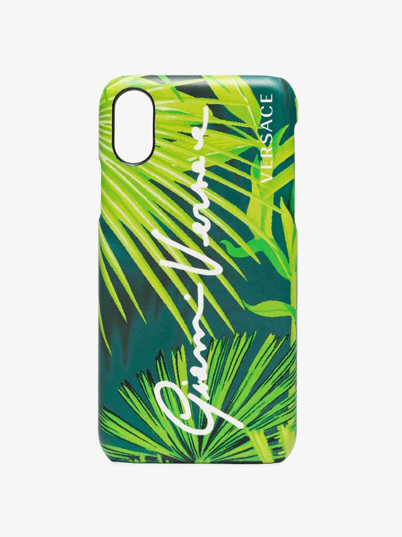Green Jungle Print Leather Iphone Xs Case