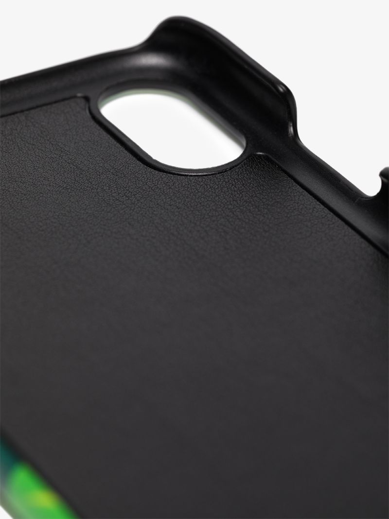 Green Jungle Print Leather Iphone Xs Case