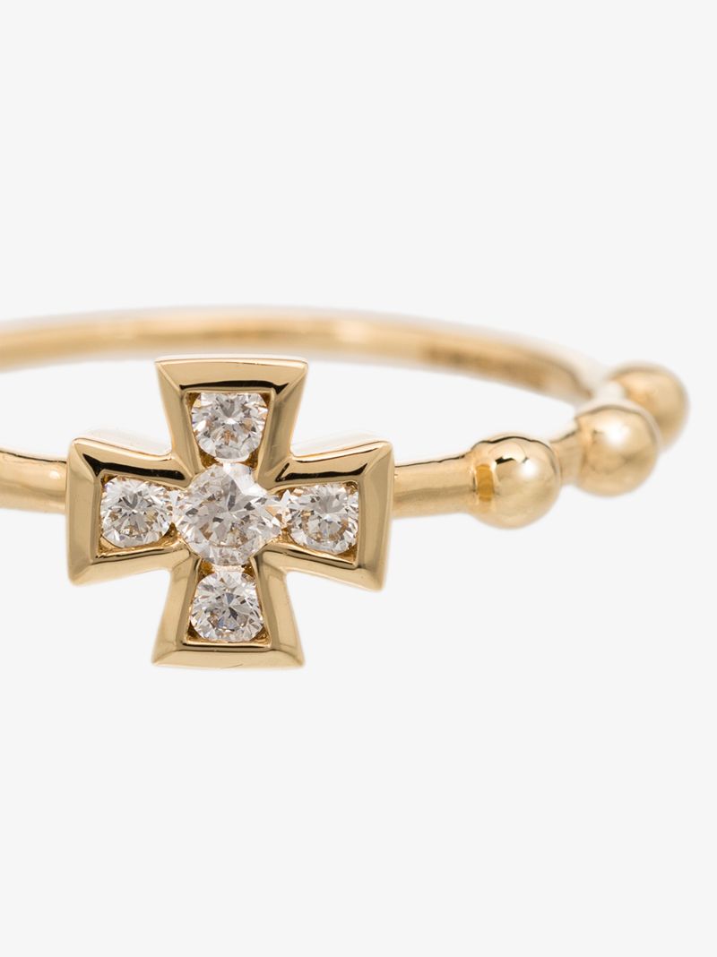 18k Yellow Gold Cross Diamond Ring