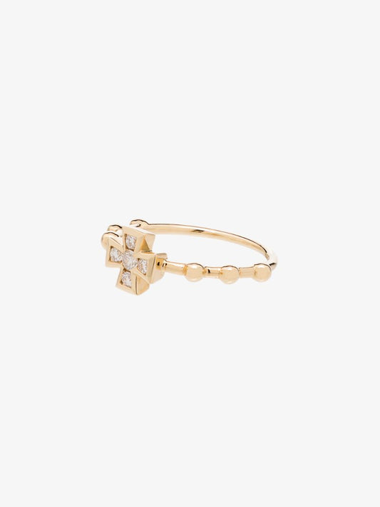 18k Yellow Gold Cross Diamond Ring