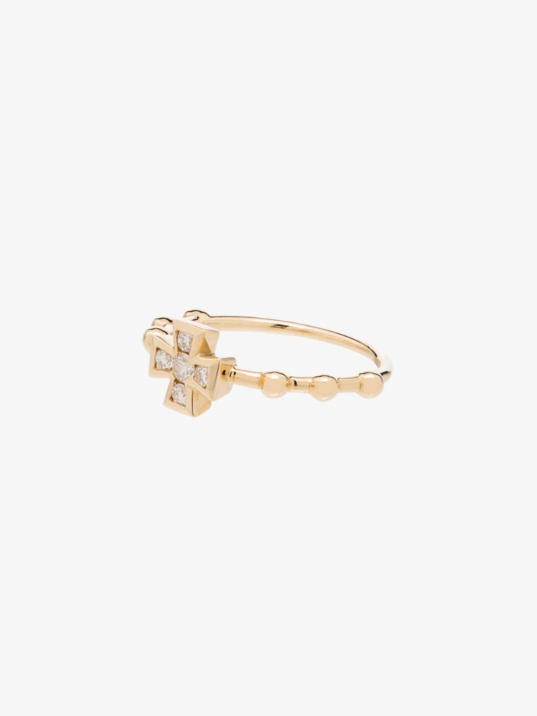 18k Yellow Gold Cross Diamond Ring
