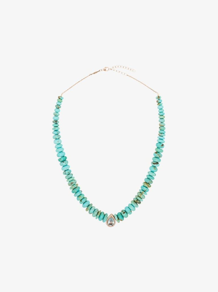 14k Rose Gold Turquoise Aquamarine Diamond Necklace