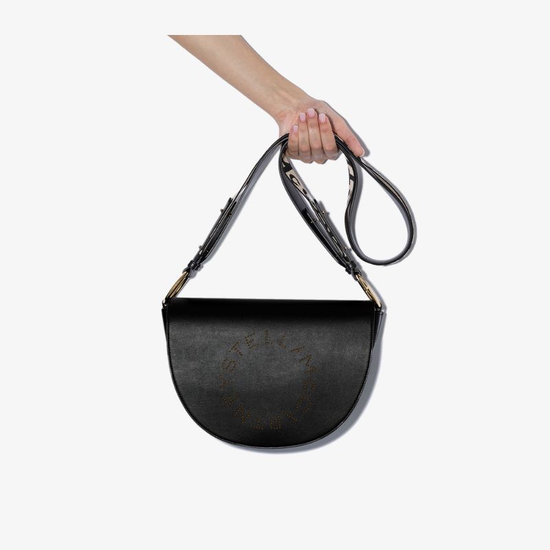 Black Perforated Logo Cross Body Bag