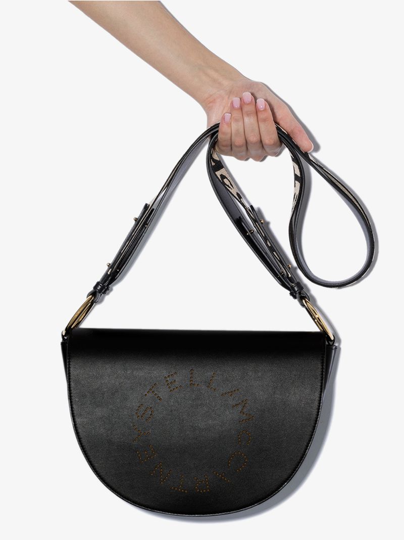 Black Perforated Logo Cross Body Bag