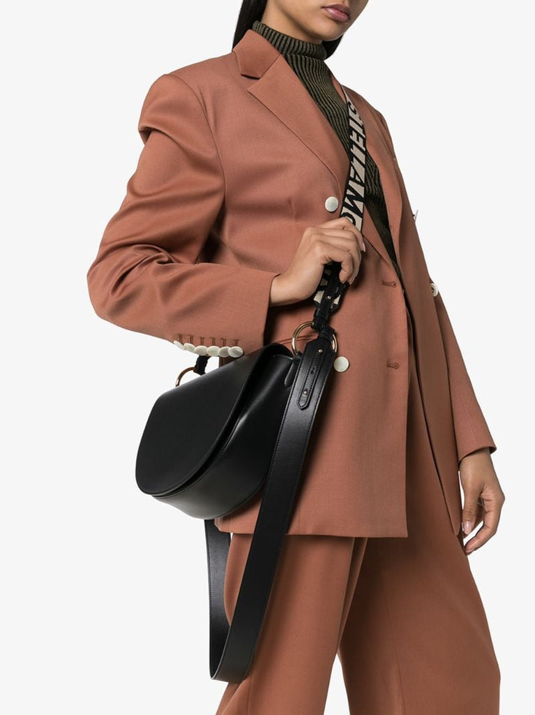 Black Perforated Logo Cross Body Bag