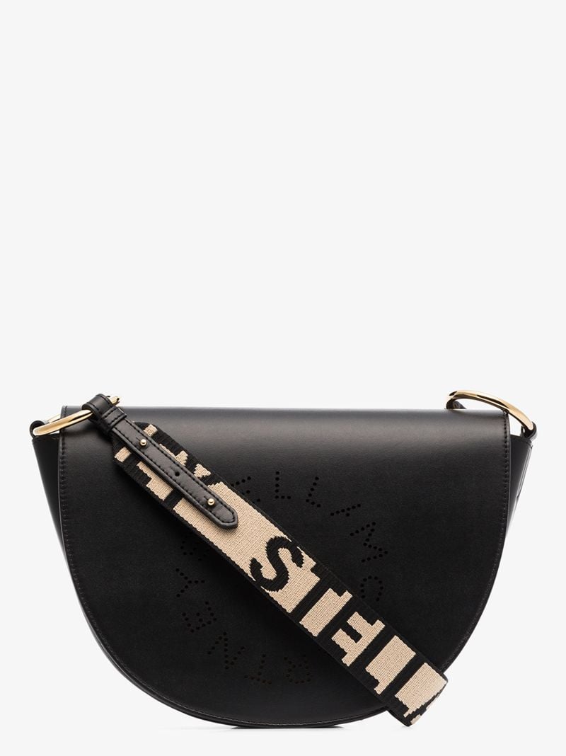 Black Perforated Logo Cross Body Bag