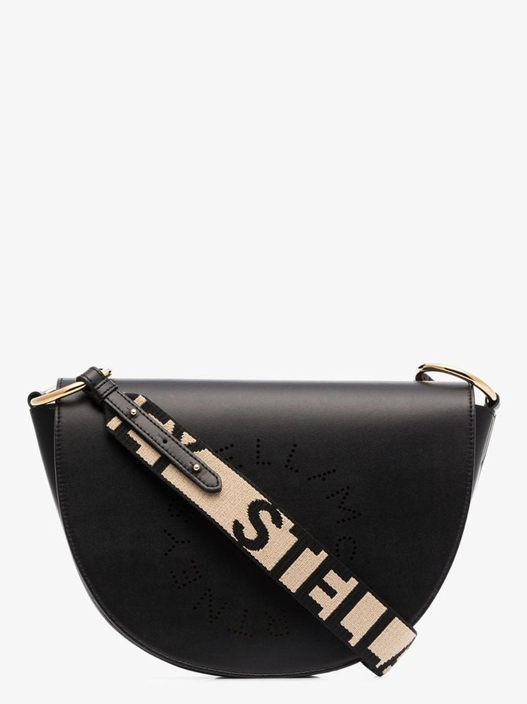 Black Perforated Logo Cross Body Bag