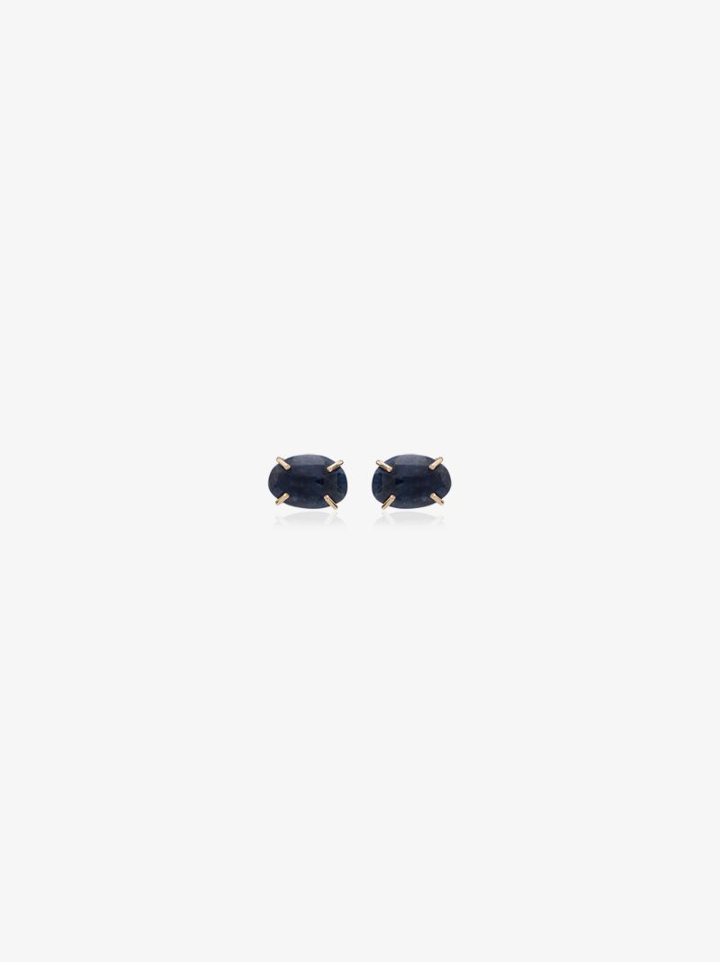 14k Yellow Gold Sapphire Stud Earrings