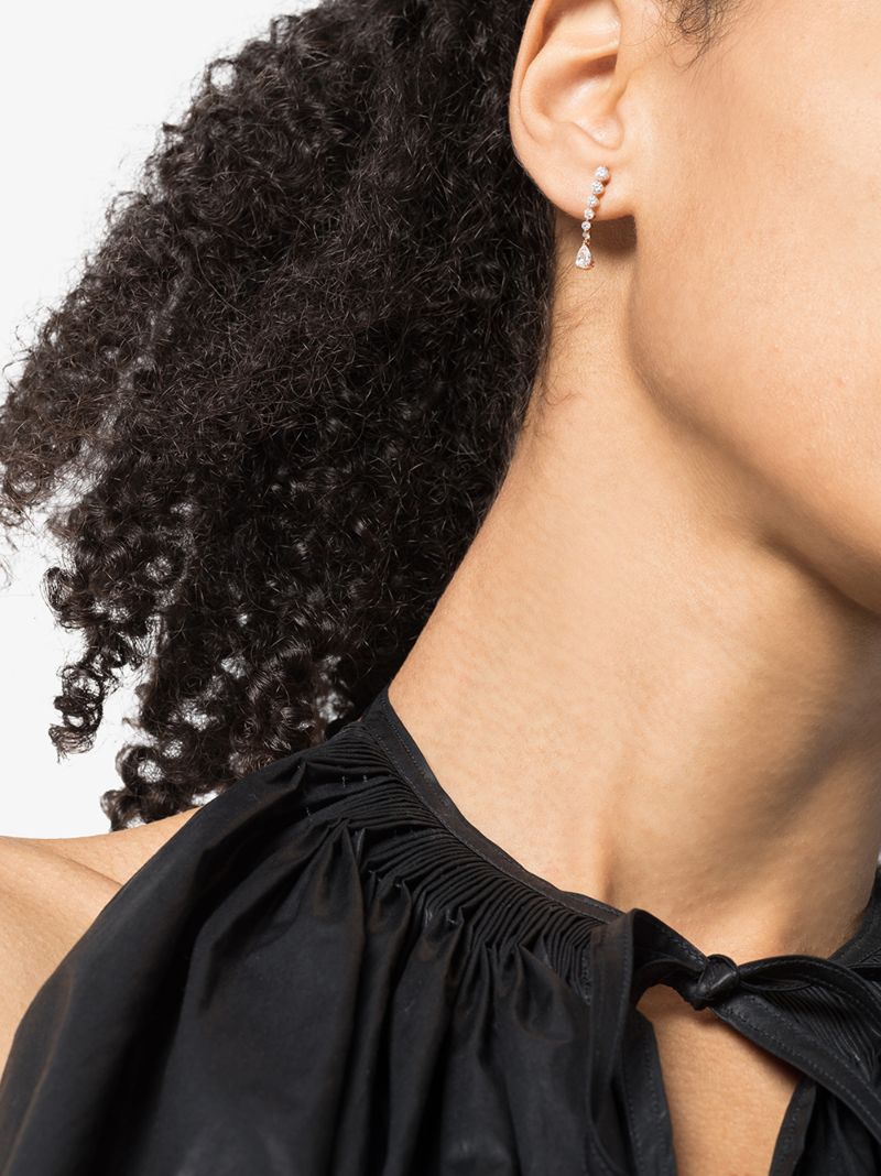 18k Rose Gold Small Rope Diamond Drop Earring